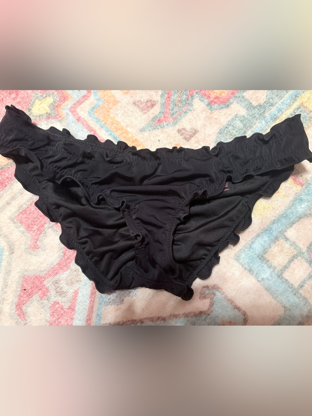 Victoria's Secret Black Ruffle Cheeky Bikini Bottom
